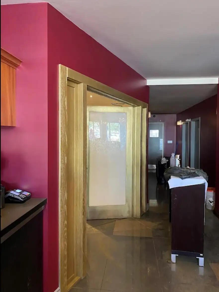 Bold red commercial interior painting project